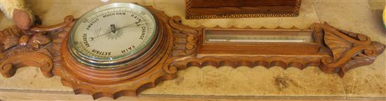 Inlaid tea caddy & wall barometer